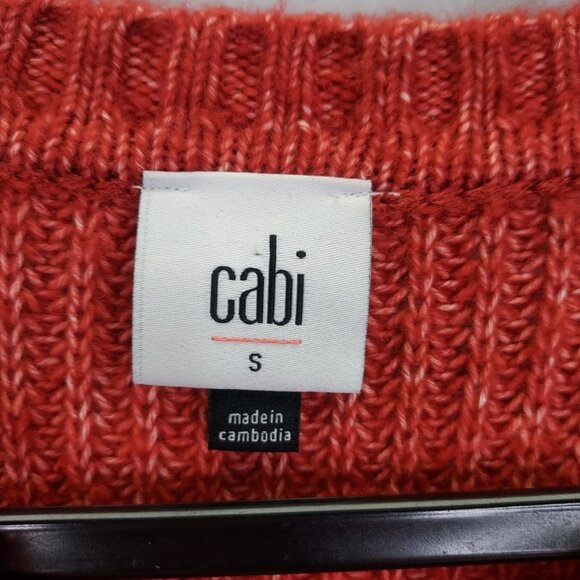cAbi Sweater Women's Small Playoff Pullover Cable Knit Crew Neck Tunic Orange - Picture 8 of 16